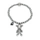 Bracelet Teddy Bear Metal with silver heart; 17-20cm