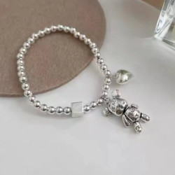 Bracelet Teddy Bear Metal with silver heart; 17-20cm