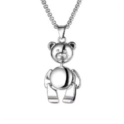 Necklace Teddy Bear Metal 02; 4.5x3cm